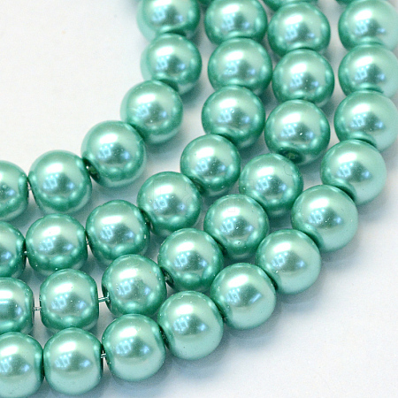 Baking Painted Pearlized Glass Pearl Round Bead Strands X-HY-Q330-8mm-32-1