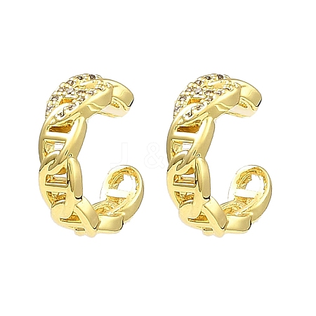 Rack Plating Brass Oval Cuff Earrings with Cubic Zirconia EJEW-D069-08G-1