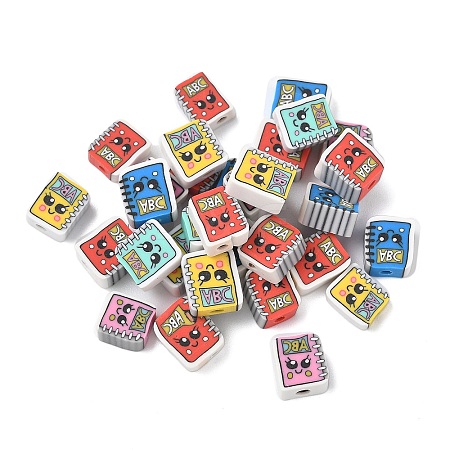 Printed Handmade Polymer Clay Beads CLAY-P005-06-1