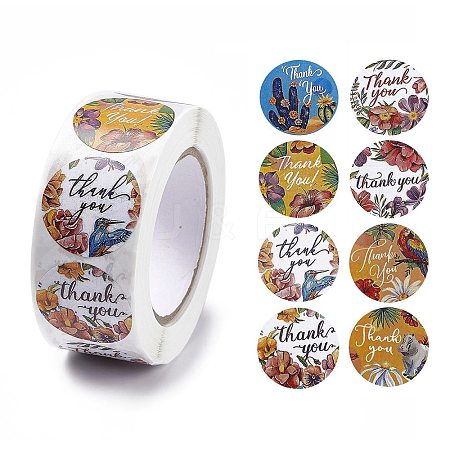 8 Patterns Paper Thank You Sticker Rolls STIC-E001-11-1