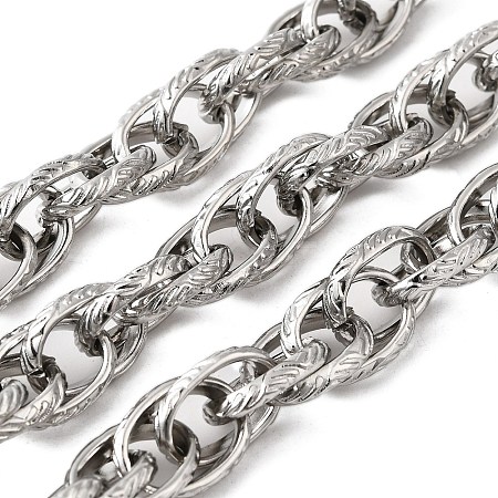 304 Stainless Steel Textured Oval Link Chains CHS-V001-01P-1