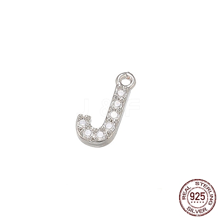 Real Platinum Plated Rhodium Plated 925 Sterling Silver Micro Pave Clear Cubic Zirconia Charms STER-P054-10P-J-1