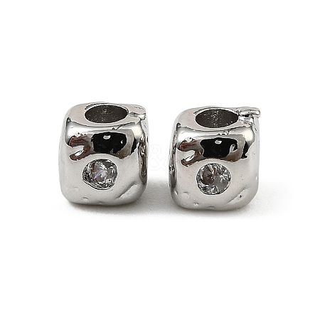 Brass Clear Cubic Zirconia Beads KK-D106-10P-1