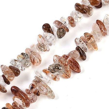 Natural Black Gold Rutilated Quartz Beads Strands G-G905-20-1