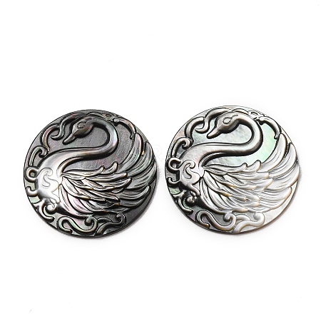 Natural Black Lip Shell Carved Cabochons SHEL-G024-03A-1