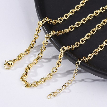 Brass Cable Chain Necklaces for Women NJEW-K282-02G-1