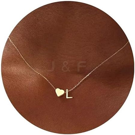 Simple Style Adjustable 316L Surgical Stainless Steel Heart and Initial Pendant Necklaces for Women WG95AEF-12-1
