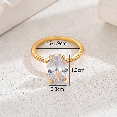 Elegant European and American Copper Zircon Oval Dove Egg Ring. MM3705-7-1