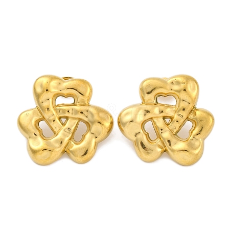 Flower Ion Plating(IP) 304 Stainless Steel Stud Earrings EJEW-H013-27G-1