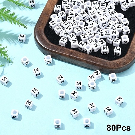 Acrylic Horizontal Hole Letter Beads OACR-YW0002-08M-1