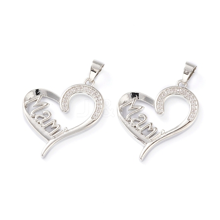 Brass Micro Pave Clear Cubic Zirconia Pendants ZIRC-J039-02P-1