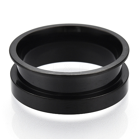 201 Stainless Steel Grooved Finger Ring Settings STAS-TAC0007-02B-1