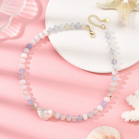 Natural Banded Agate Bead Necklaces NJEW-JN06631-1