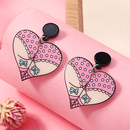 Creative Heart-Shaped Halloween Spider Devil Acrylic Stud Earrings FF7967-4-1