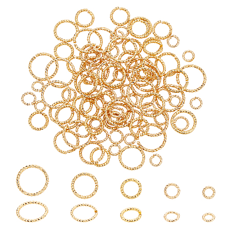   100Pcs 5 Styles Brass Open Jump Rings for Chainmaille Weaves KK-PH0006-21-1