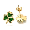 Clover Brass Micro Pave Cubic Zirconia Stud Earring EJEW-C126-01G-6