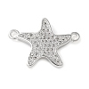 Brass Micro Pave Clear Cubic Zirconia Connector Charms KK-C086-14P-01-1