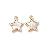 Brass Natural Shell Pendants KK-P355-22G-1
