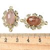 Natural Strawberry Quartz Faceted Oval Connector Charms G-G181-06G-05-3