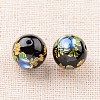 Flower Picture Printed Glass Round Beads GLAA-J087-12mm-A-3