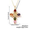 Brass Pave Cubic Zirconia Virgin Mary Cross Pendant Necklaces FU1040-4-1