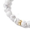 3Pcs Natural Howlite & Selenite & Quartz Crystal Round Beads Stretch Bracelets for Women BJEW-JB13058-6