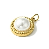 Ion Plating(IP) 304 Stainless Steel Pave Shell Pearl Half Round Charms with Jump Rings FIND-Z028-37G-2