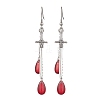 Teardrop with Sword Alloy Dangle Earrings EJEW-JE06311-2