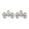 Rack Plating Brass Clear Cubic Zirconia Triple Flat Round Chandelier Component Links KK-L224-091P-1