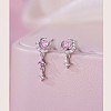 925 Sterling Silver Cubic Zirconia Dangle Stud Earrings FS-WG5AD9A-03-1