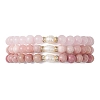 3Pcs Natural Pink Opal & Rhodochrosite & Rose Quartz Round Beads Stretch Bracelets for Women BJEW-JB13055-1