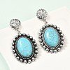 Alloy Synthetic Turquoise Dangle Stud Earrings EJEW-U053-01AS-3