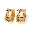 Brass Micro Pave Clear Cubic  Zirconia Slide Charms KK-K422-17G-1