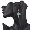 304 Stainless Steel Glass Seeds Cross Dangle Earrings EJEW-MZ00506-06-3