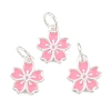 925 Sterling Silver Enamel Hot Pink Flower Charms STER-A049-04S-1