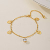 Fashionable Adjustable Brass Clear Cubic Zirconia Heart-shaped Charm Anklets for Ladies YI0803-4