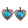 Synthetic Turquoise Peach Love Heart Pendants G-G158-01-09-1