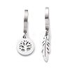 Non-Tarnish 3 Pair 3 Style Leaf & Flower & Butterfly & Tree & Elephant Asymmetrical Earrings EJEW-B020-03P-2