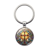 Alloy with Glass Pendant Keychain PW-WGD84D8-04-1