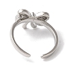 Bowknot Brass Micro Pave Clear Cubic Zirconia Open Cuff Rings for Women LS-RJEW-C098-03P-3