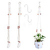2Pcs Handmade Macrame Polyester with Wood Bead Plant Hanger AJEW-HS0001-47A-1