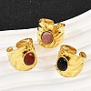 316 Stainless Steel with Natural Mixed Gemstone Cuff Rings RJEW-Z098-01G-16-2