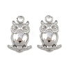 304 Stainless Steel Owl Pendant Rhinestone Settings STAS-H242-02P-1