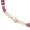 Adjustable Natural Quartz Crystal & Ruby & Garnet Braided Bead Bracelets for Women BJEW-JB11619-02-3