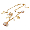 1Pc 304 Stainless Steel & Natural Cowrie Shell Pendant Bib Necklaces for Women NJEW-HS0001-25-1