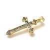 Rack Plating Brass Micro Pave Cubic Zirconia Pendants KK-L226-005G-06-2