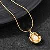 304 Stainless Steel with Acrylic Pearl Oval Pendant Necklaces NJEW-G184-05G-2