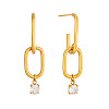 304 Stainless Steel & Cubic Zirconia Stud Dangle Earrings WG6C88A-01-3