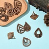 12Pcs 6 Styles Walnut Wood Laser Cut Pendants WOOD-YW0001-61-4