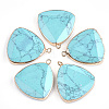 Electroplate Synthetic Turquoise Pendants X-G-S344-14D-1